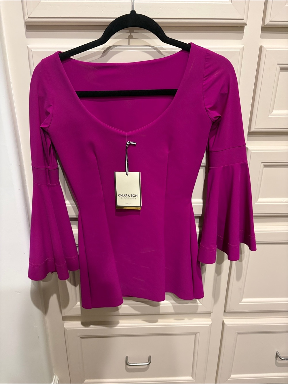 Chiara Boni Magenta Scoop Neck Bell Sleeve Tunic